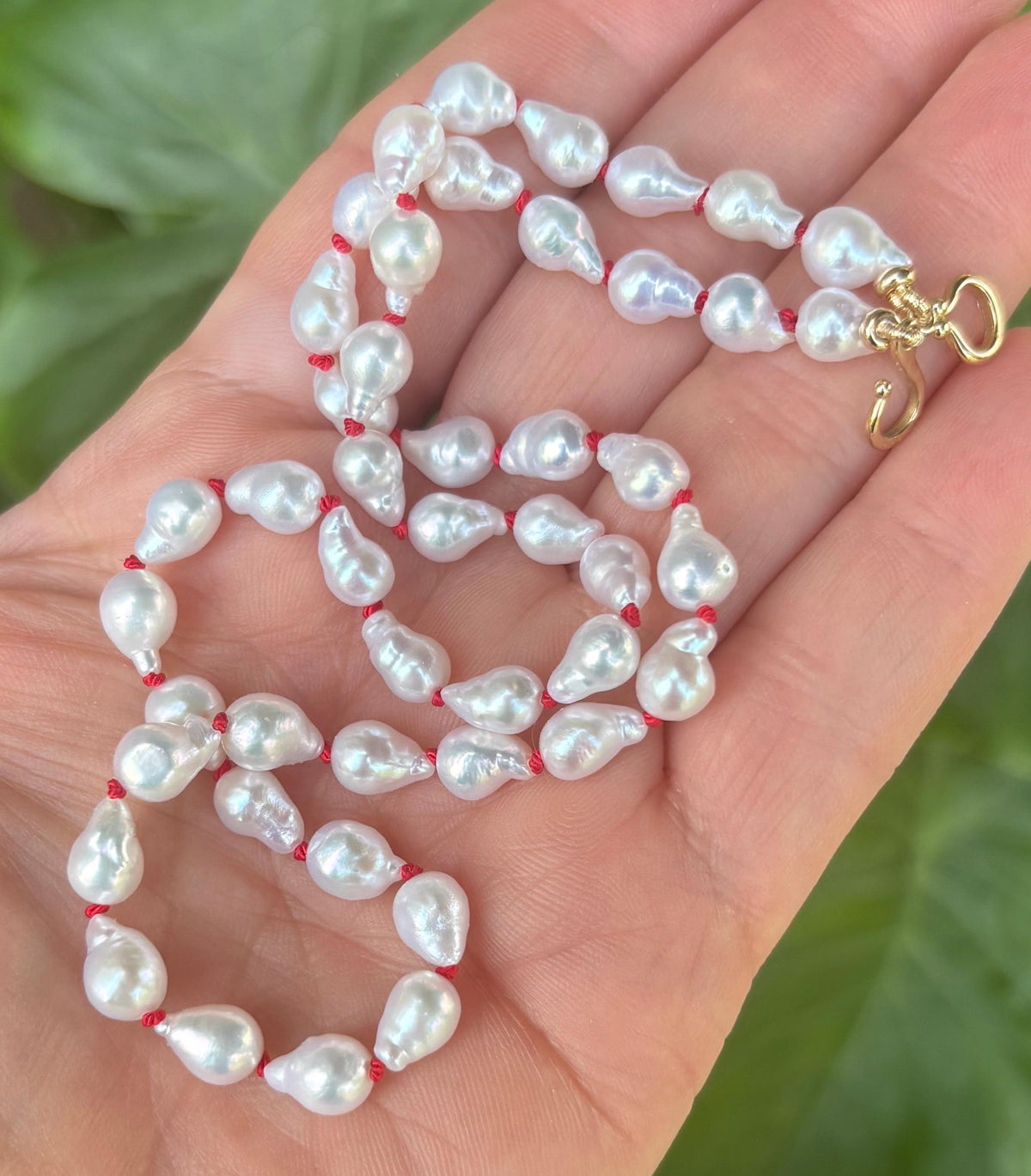 White Baroque Pearl Necklace, Solid 14K Gold, Freshwater pearl