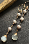Gray Moonstone & Gray Freshwater Pearl Earrings, 14K Gold Filled