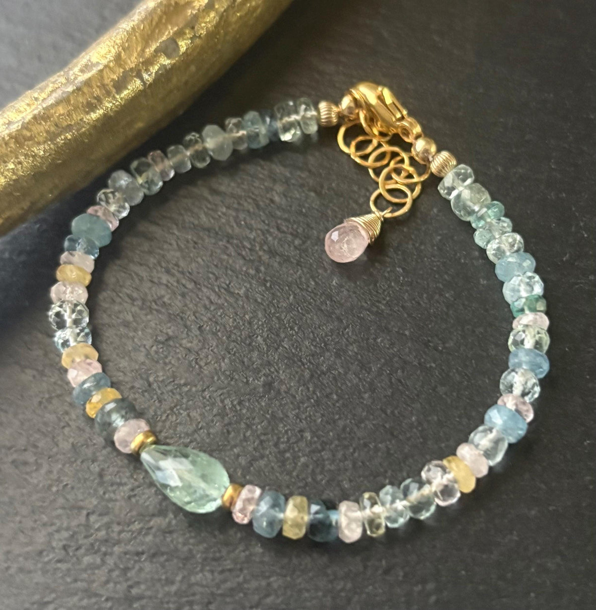 Aquamarine Gemstone Bracelet, 14K Gold Filled