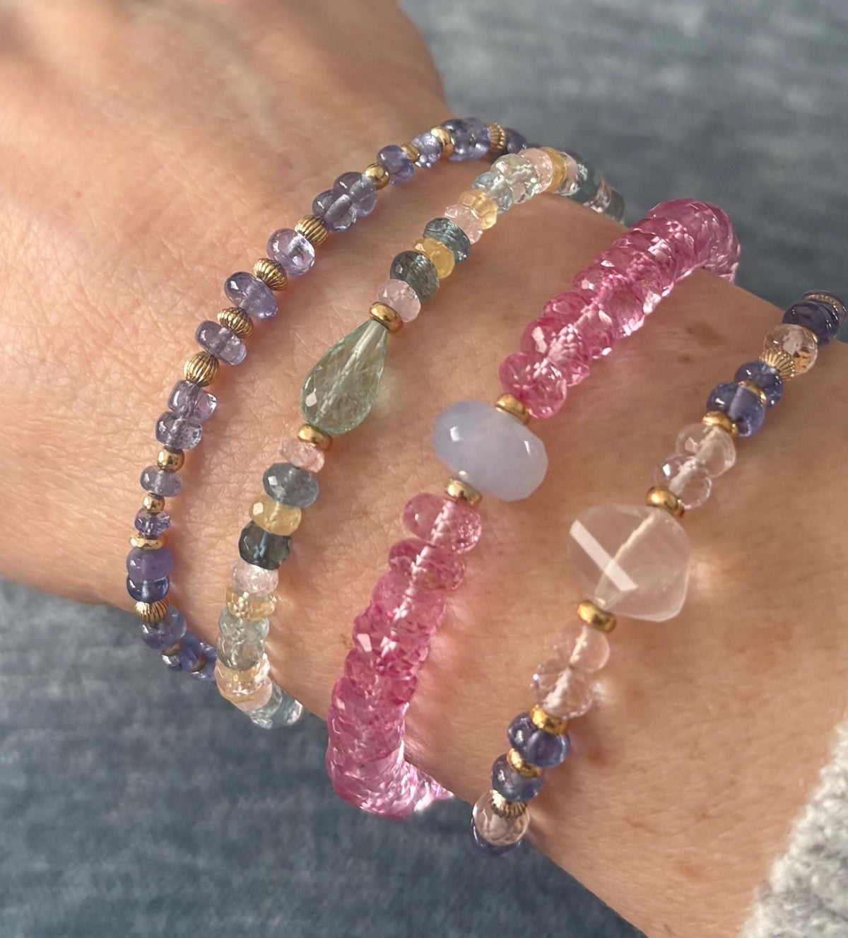 Aquamarine Gemstone Bracelet, 14K Gold Filled