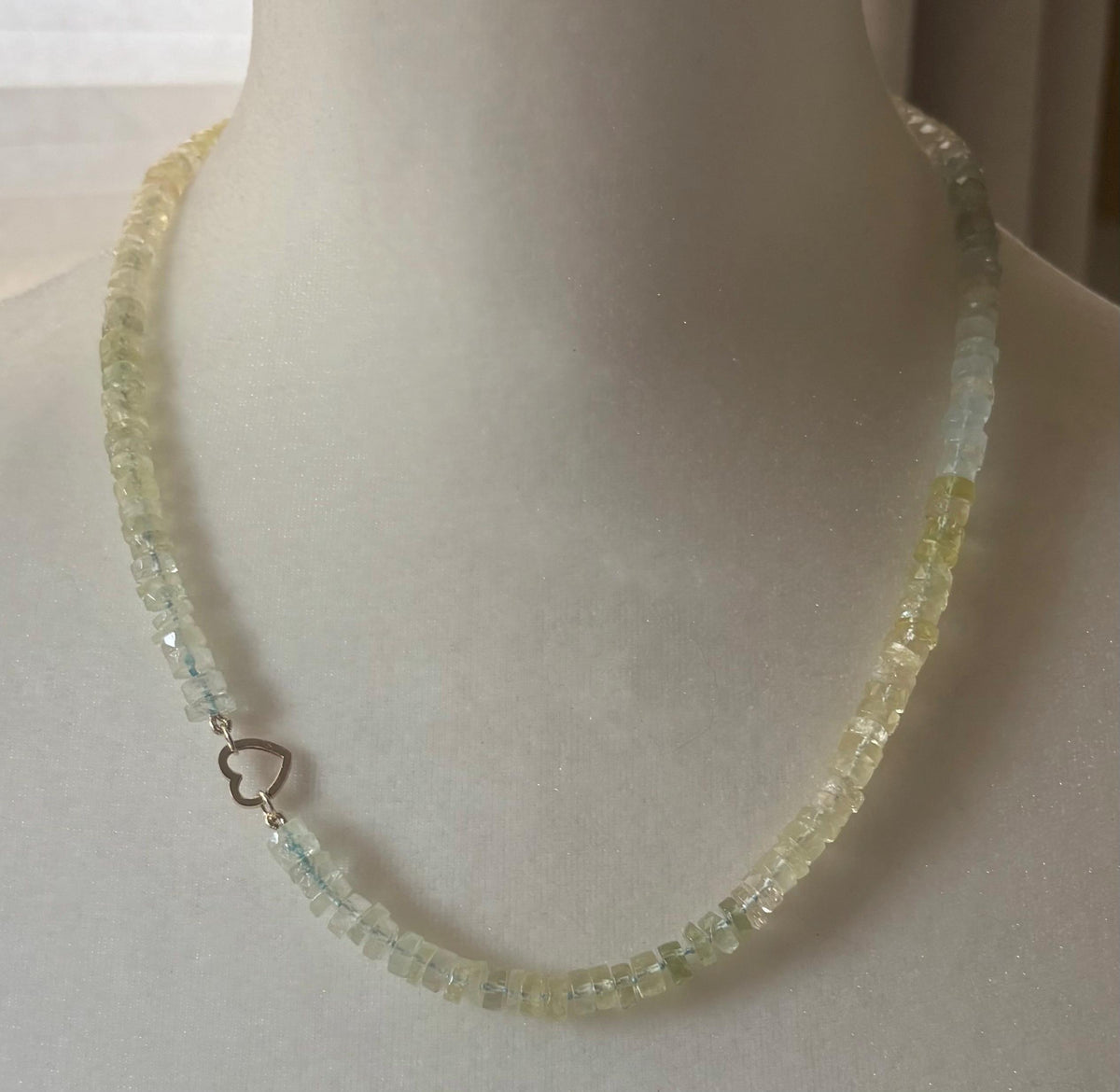 Aquamarine Necklace, Natural Multi Aquamarine Hand Knotted Necklace, Solid 14k Heart Clasp