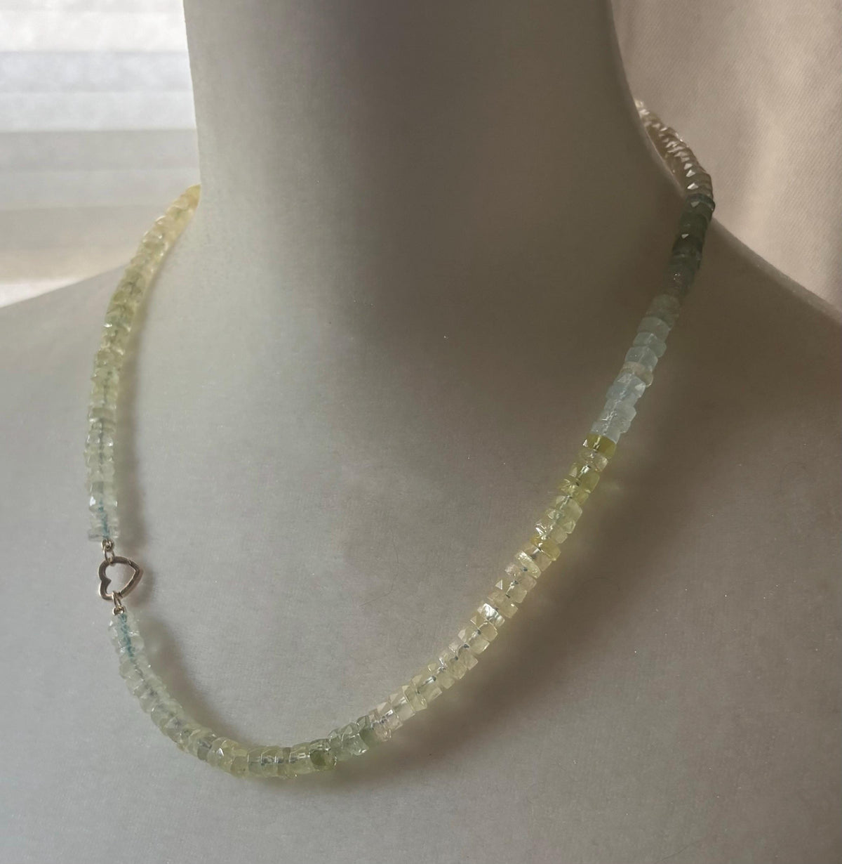 Aquamarine Necklace, Natural Multi Aquamarine Hand Knotted Necklace, Solid 14k Heart Clasp