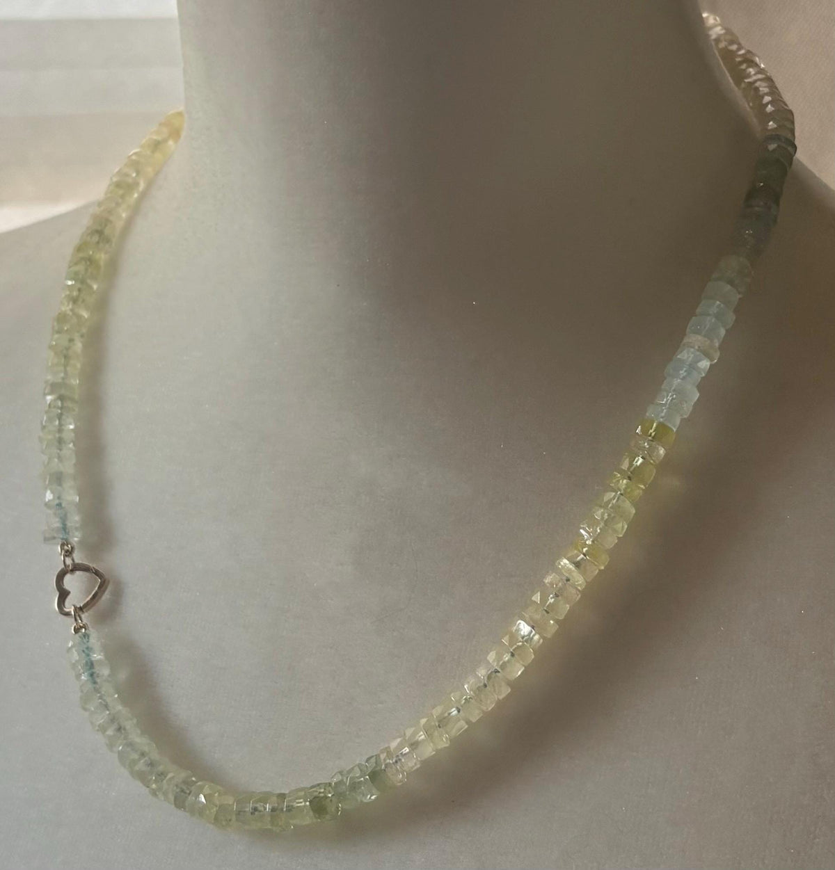 Aquamarine Necklace, Natural Multi Aquamarine Hand Knotted Necklace, Solid 14k Heart Clasp