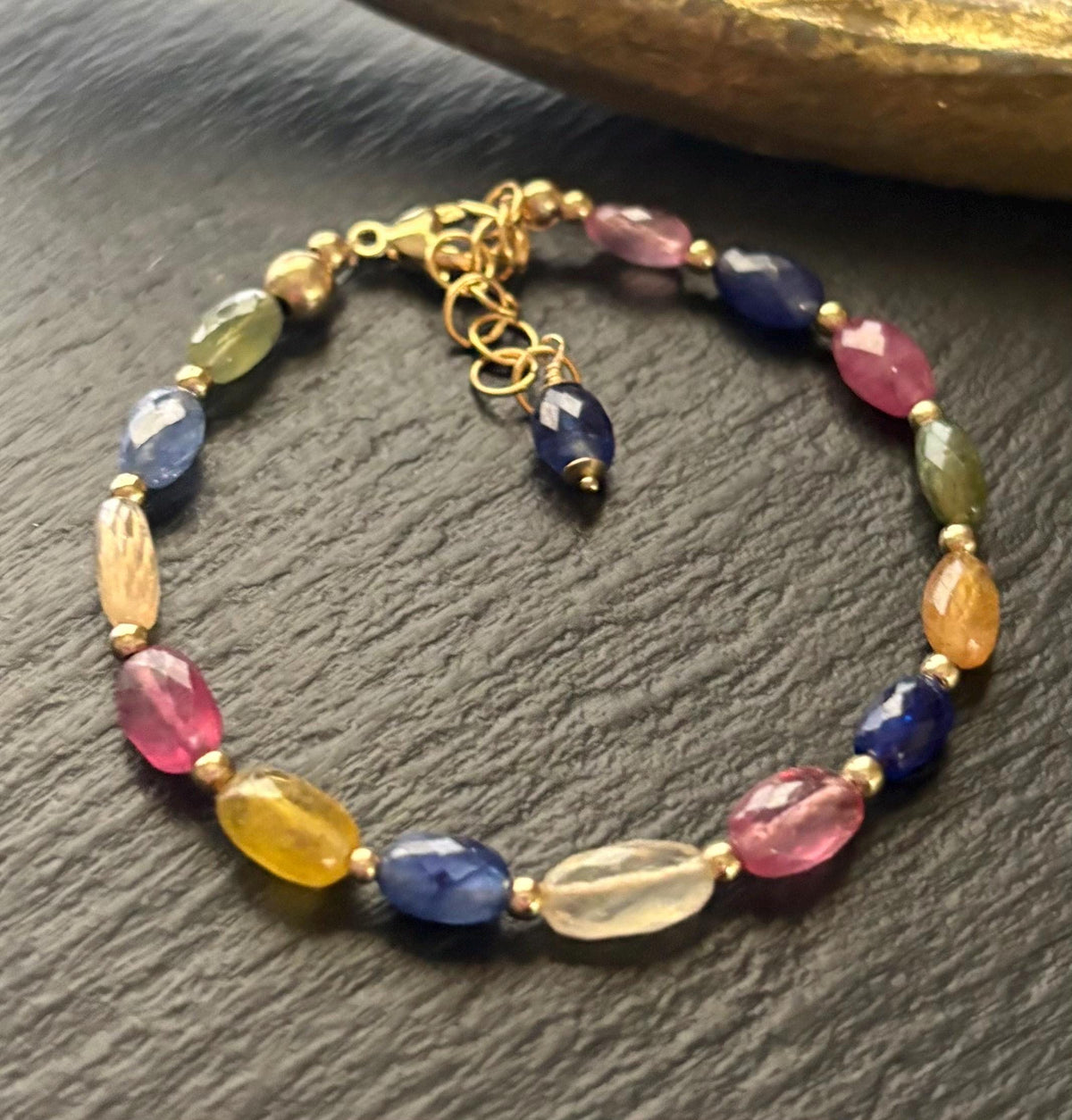 Luxe Multi Sapphire Bracelet, 14K Gold Filled