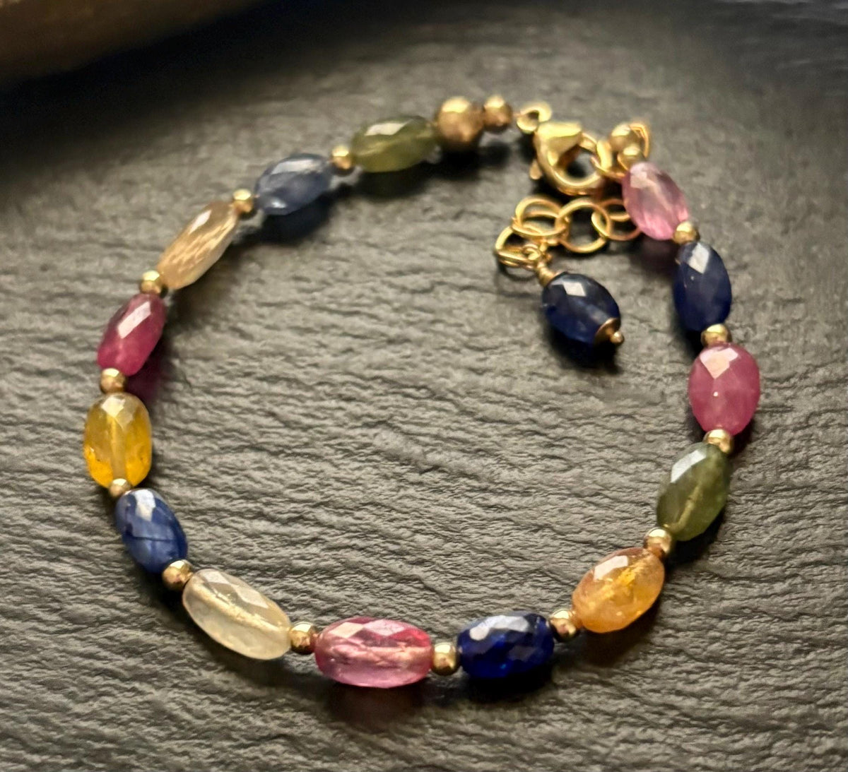 Luxe Multi Sapphire Bracelet, 14K Gold Filled