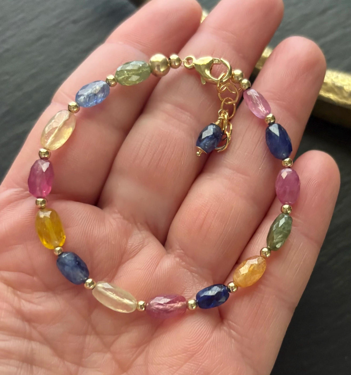 Luxe Multi Sapphire Bracelet, 14K Gold Filled