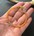Luxe Natural Spessartite Garnet & Natural Herkimer Diamond Quartz Gemstone Bracelet, 14k Gold Filled