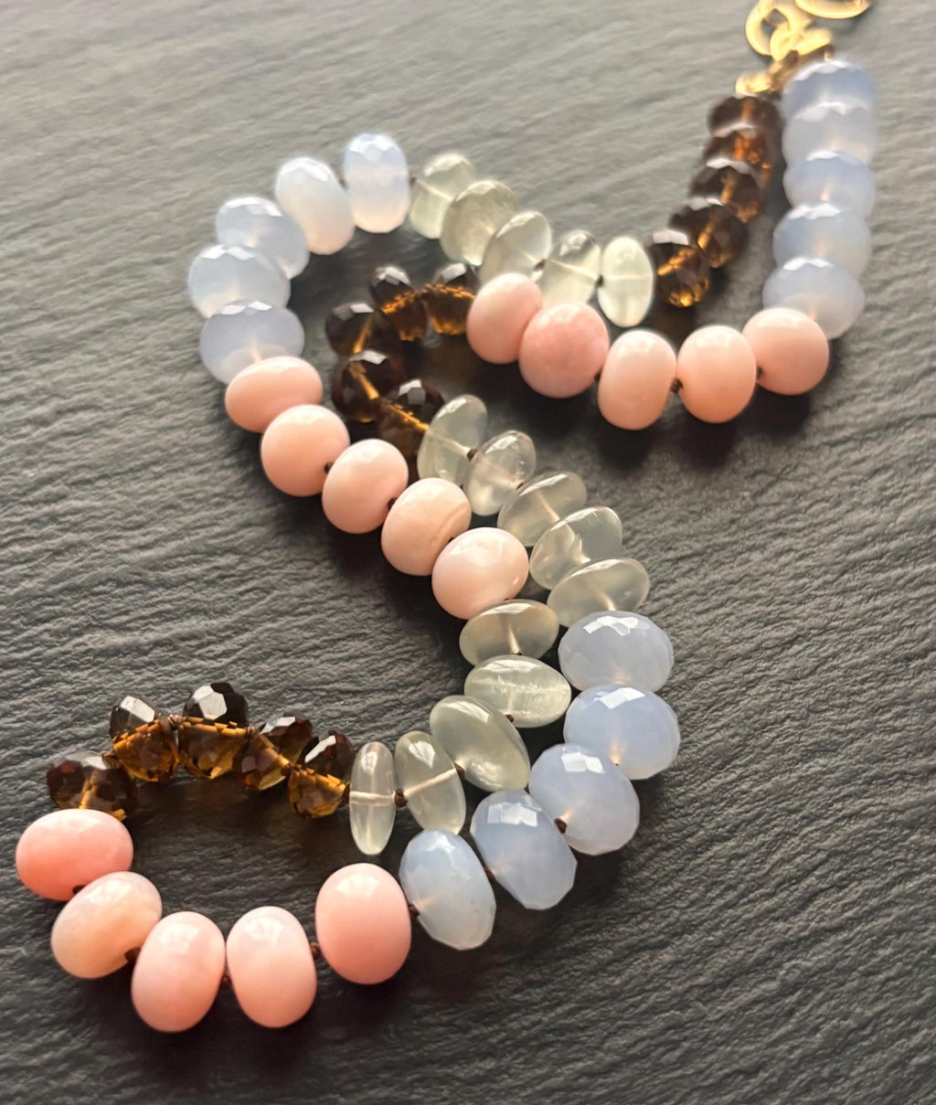 Multi Gemstone Knotted Necklace, 14K Gold Filled