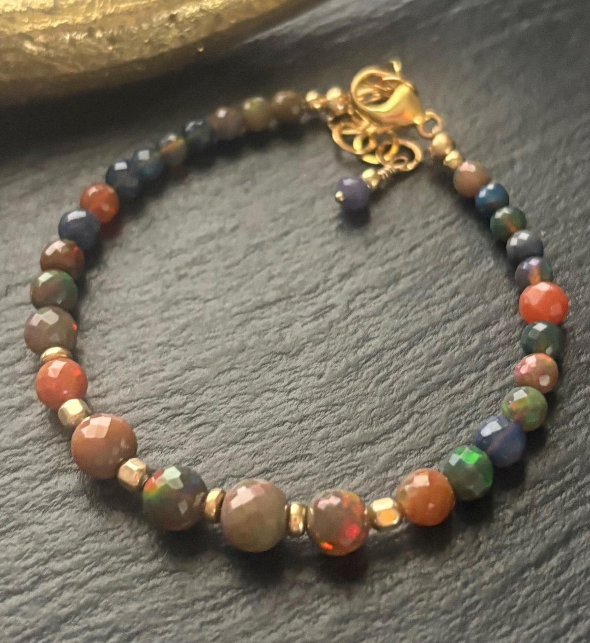 Luxe Rainbow Ethiopian Opal Bracelet, 14K Gold Filled