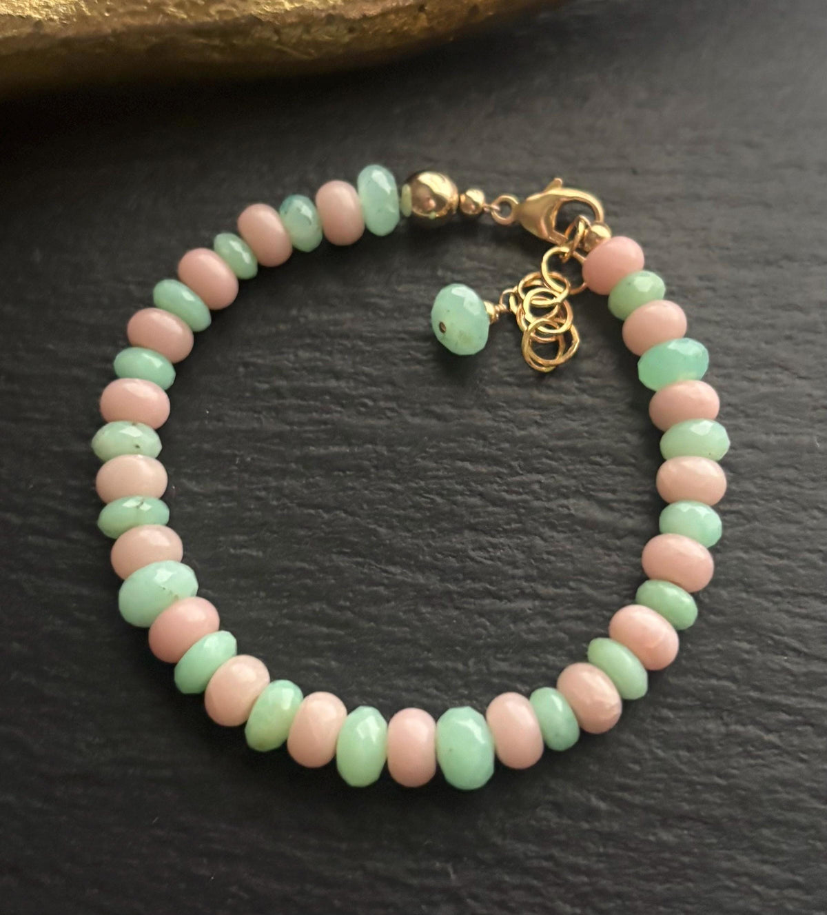 Luxe Chrysoprase & Pink Opal Bracelet, 14K Gold Filled
