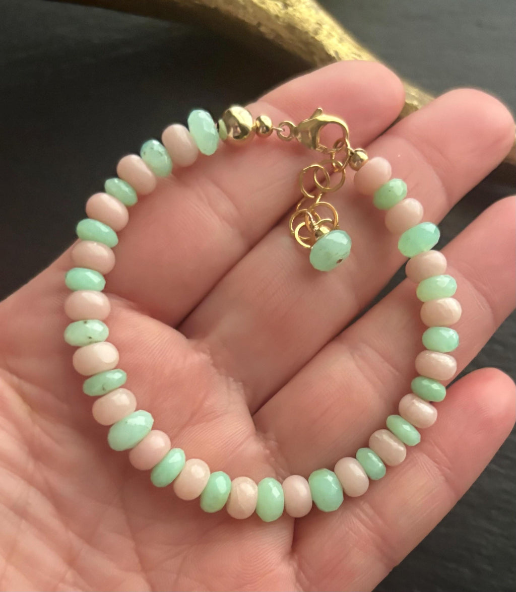 Luxe Chrysoprase & Pink Opal Bracelet, 14K Gold Filled
