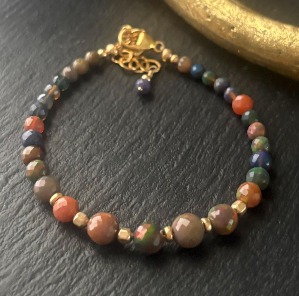 Luxe Rainbow Ethiopian Opal Bracelet, 14K Gold Filled
