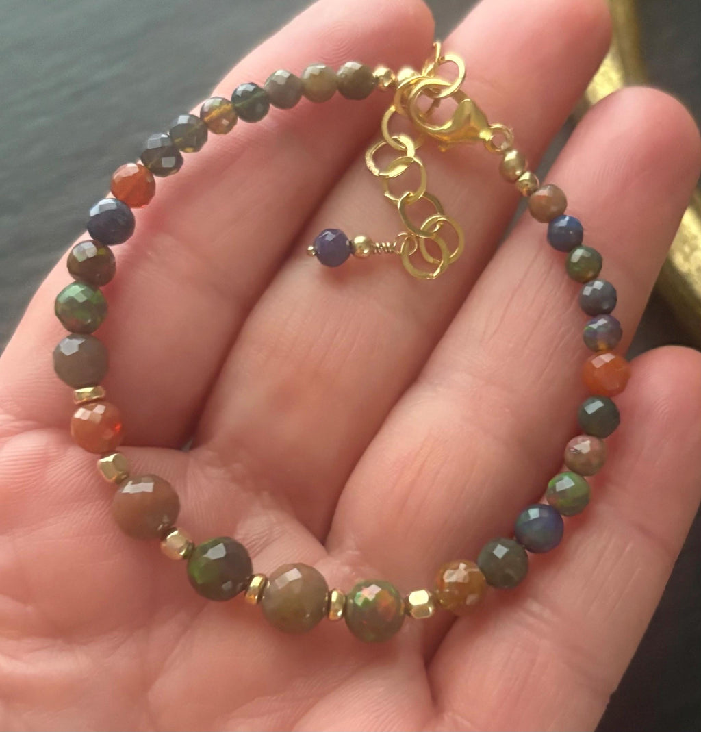 Luxe Rainbow Ethiopian Opal Bracelet, 14K Gold Filled