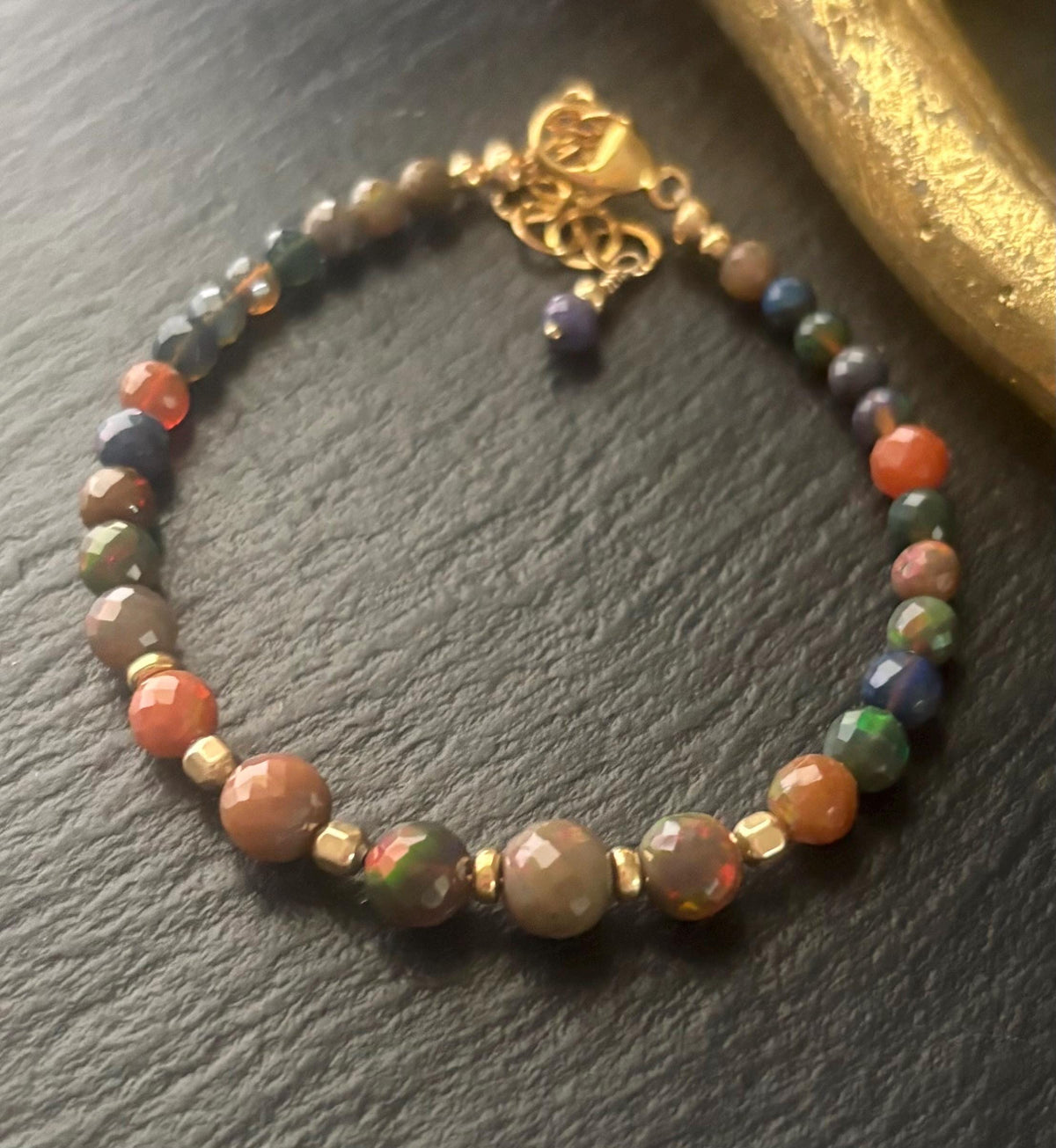 Luxe Rainbow Ethiopian Opal Bracelet, 14K Gold Filled