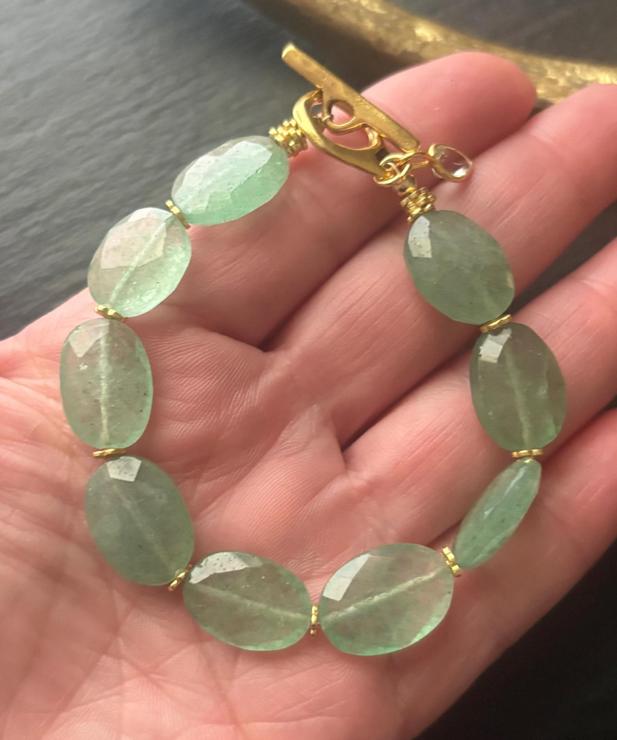 Luxe Green Strawberry Quartz Gemstone Bracelet