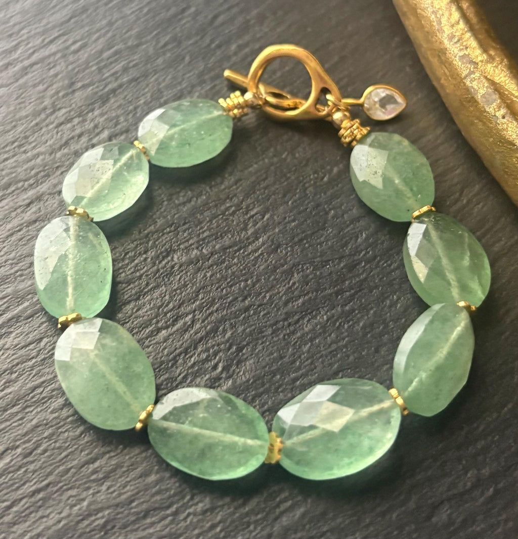 Luxe Green Strawberry Quartz Gemstone Bracelet