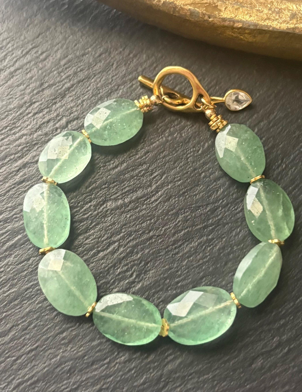 Luxe Green Strawberry Quartz Gemstone Bracelet