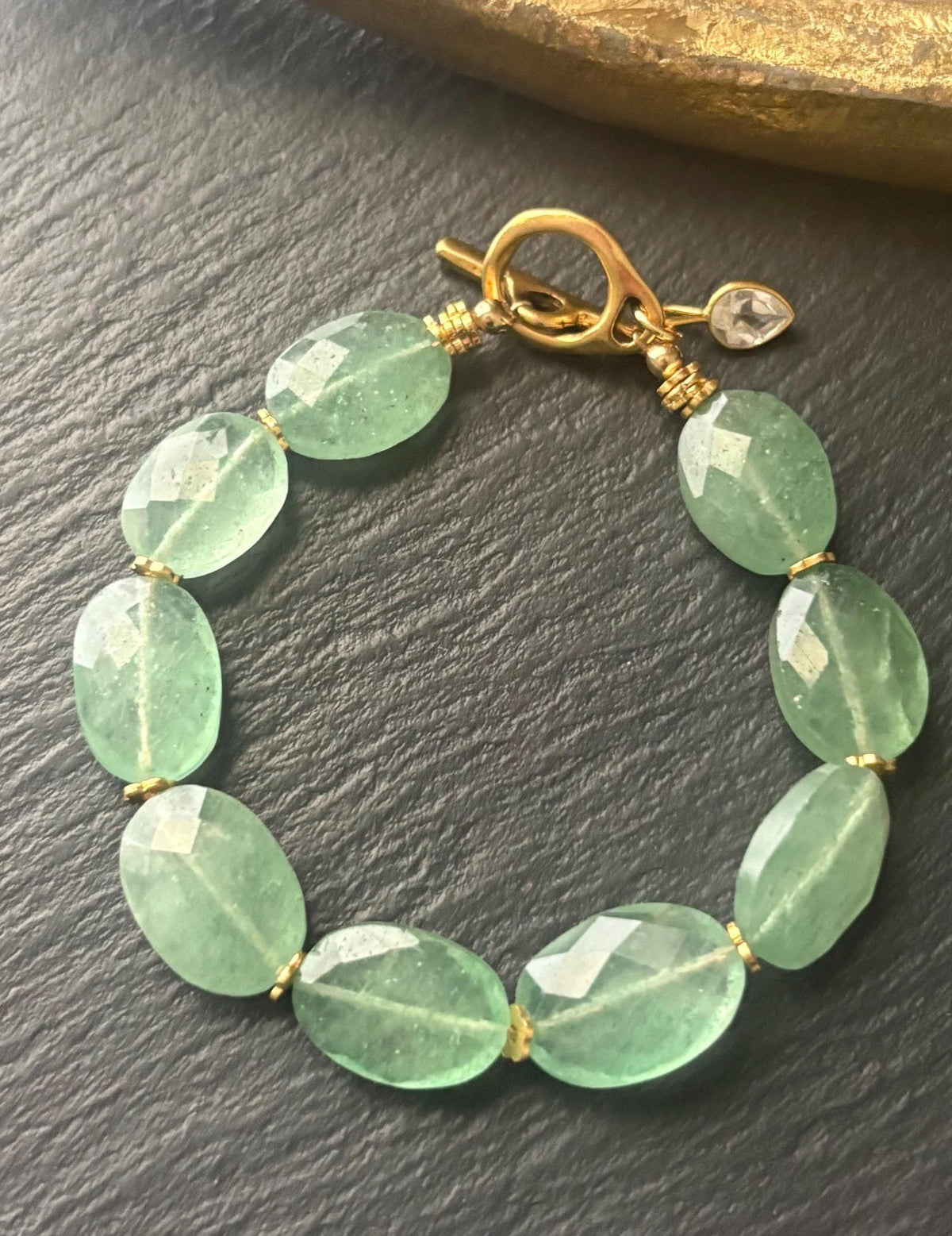 Luxe Green Strawberry Quartz Gemstone Bracelet