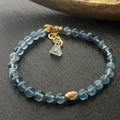 Luxe AAA Natural Santa Maria Blue Aquamarine Gemstone Bracelet, 14K Gold Filled