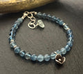 Luxe Natural Santa Maria Blue Aquamarine & Thai silver Flower Charm Bracelet