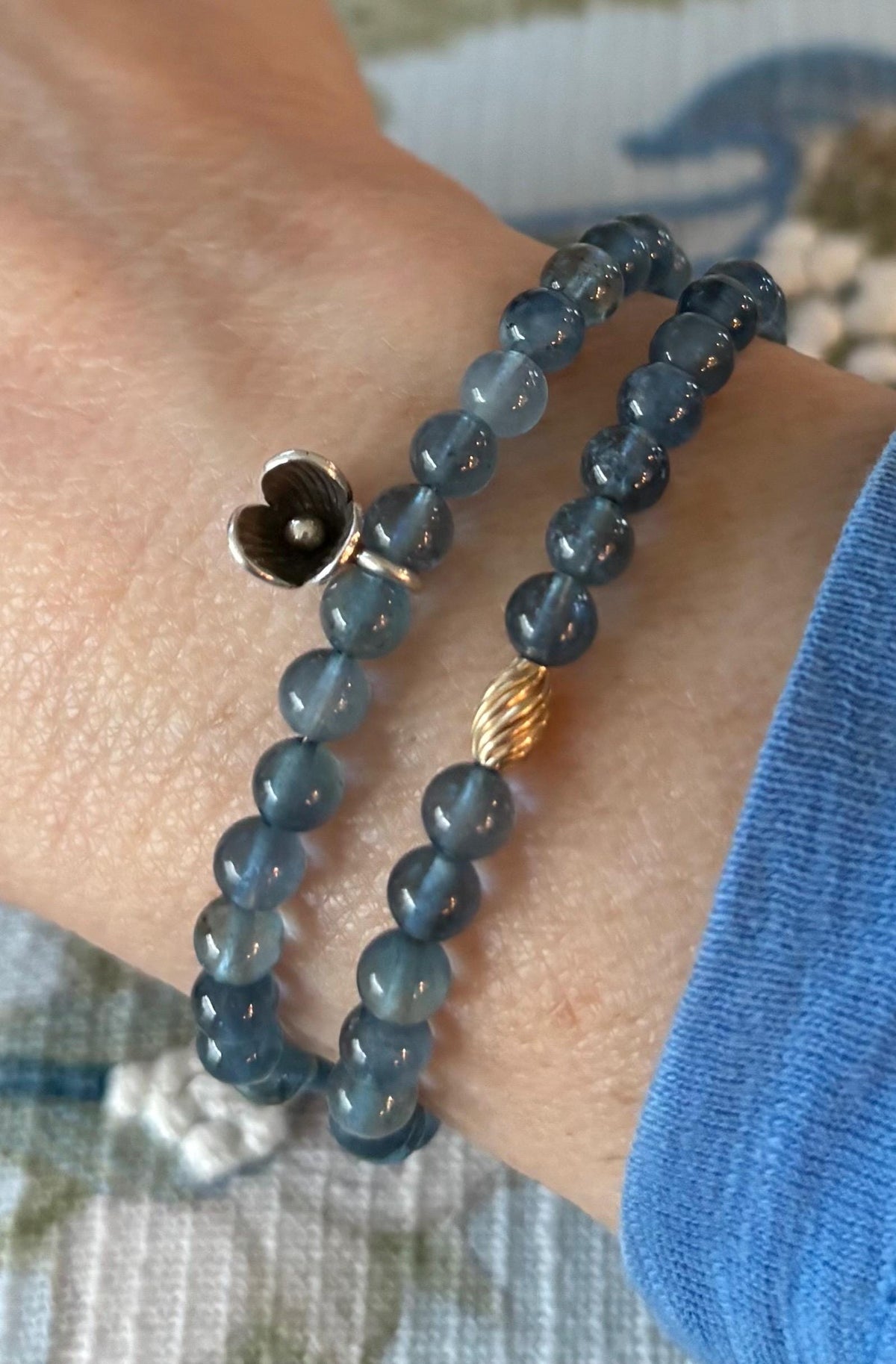 Luxe AAA Natural Santa Maria Blue Aquamarine Gemstone Bracelet, 14K Gold Filled
