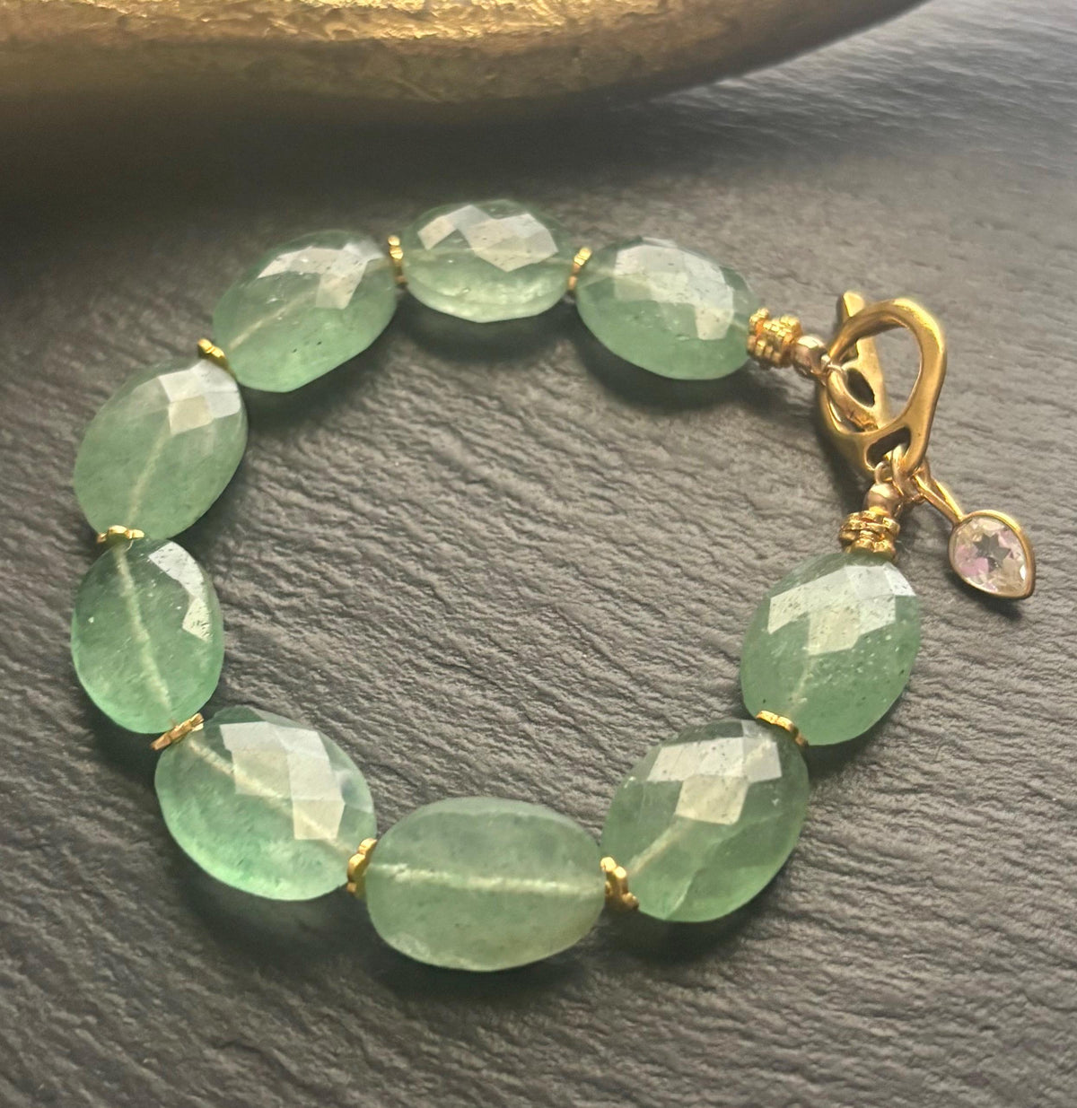 Luxe Green Strawberry Quartz Gemstone Bracelet