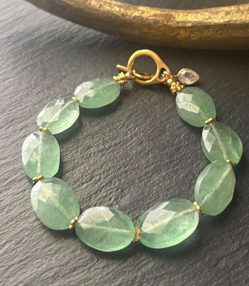 Luxe Green Strawberry Quartz Gemstone Bracelet