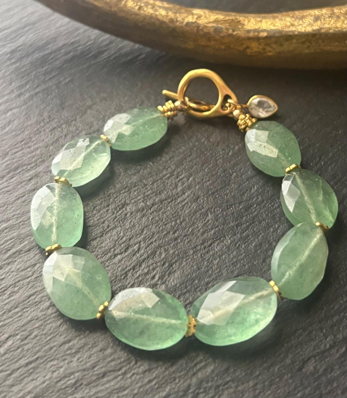 Luxe Green Strawberry Quartz Gemstone Bracelet