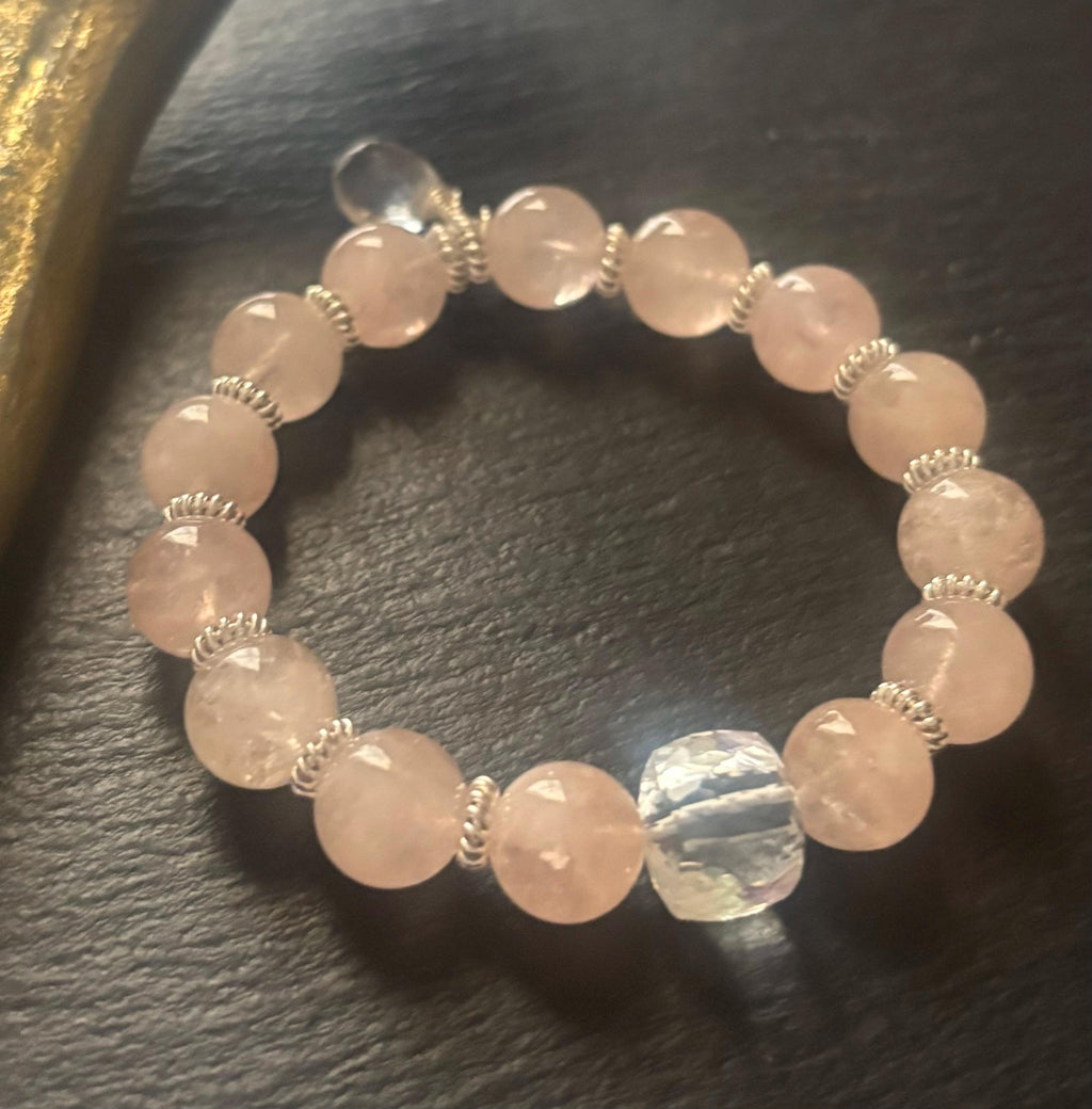 Luxe Morganite & Crystal Quartz Stretch Bracelet