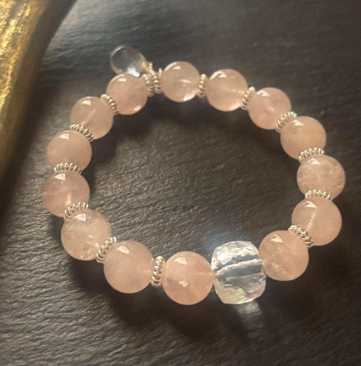 Luxe Morganite & Crystal Quartz Stretch Bracelet