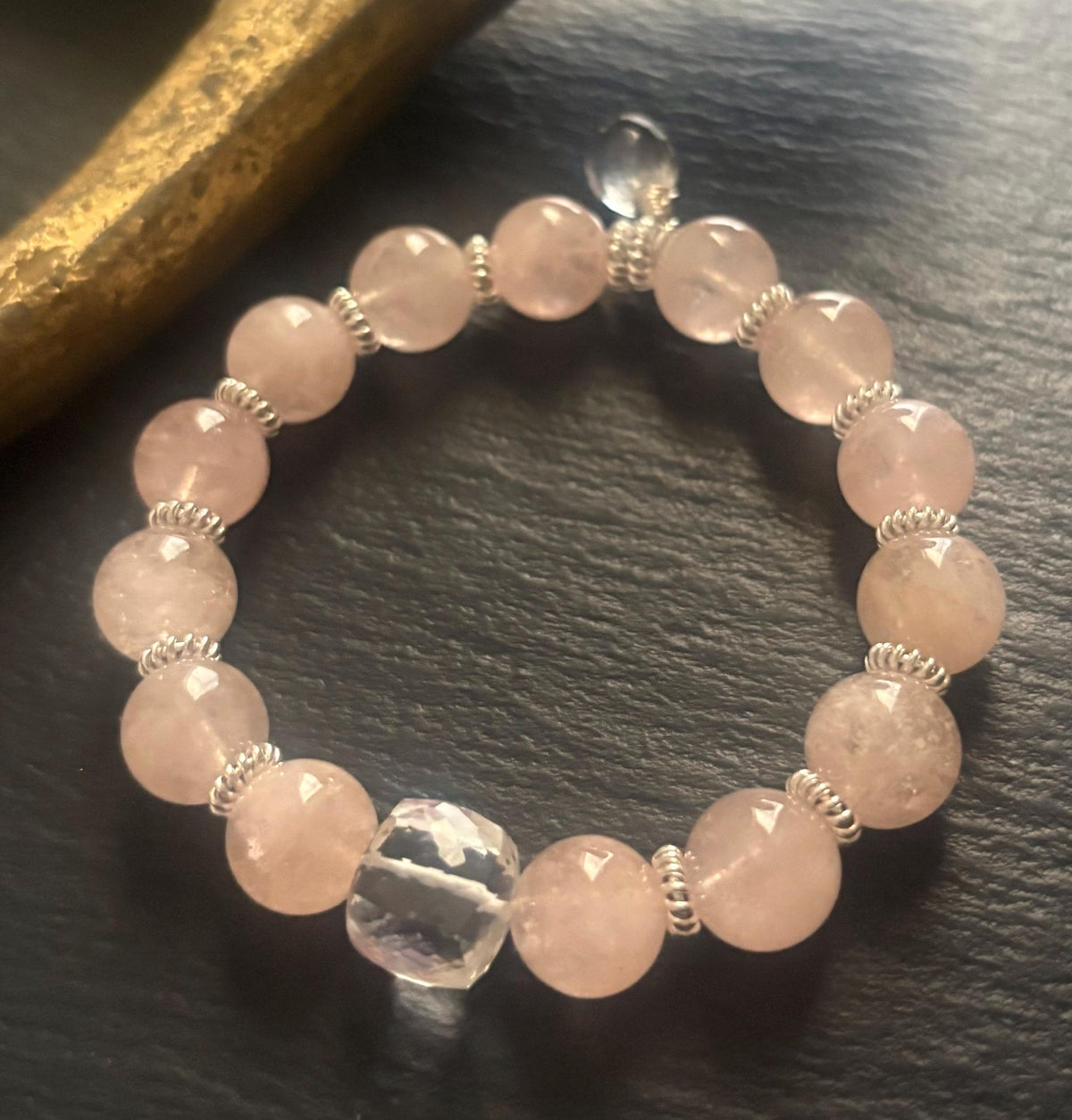 Luxe Morganite & Crystal Quartz Stretch Bracelet