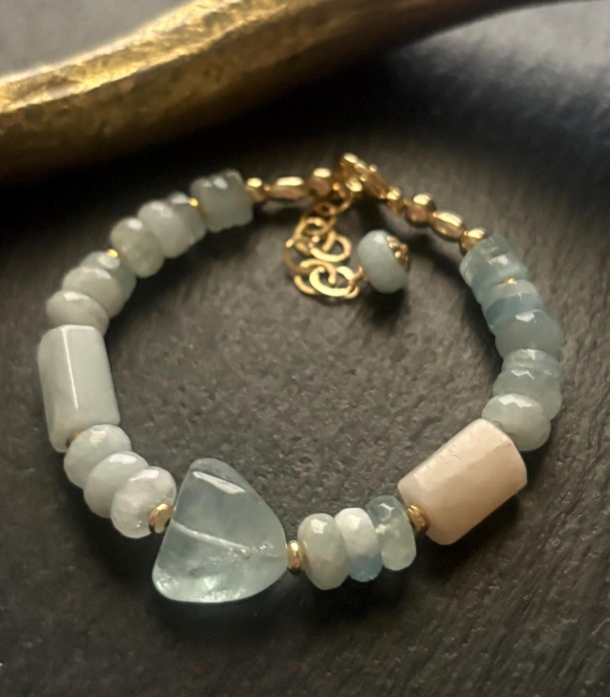 Natural Aquamarine Bracelet, 14K gold Filled, Gemstone Necklace