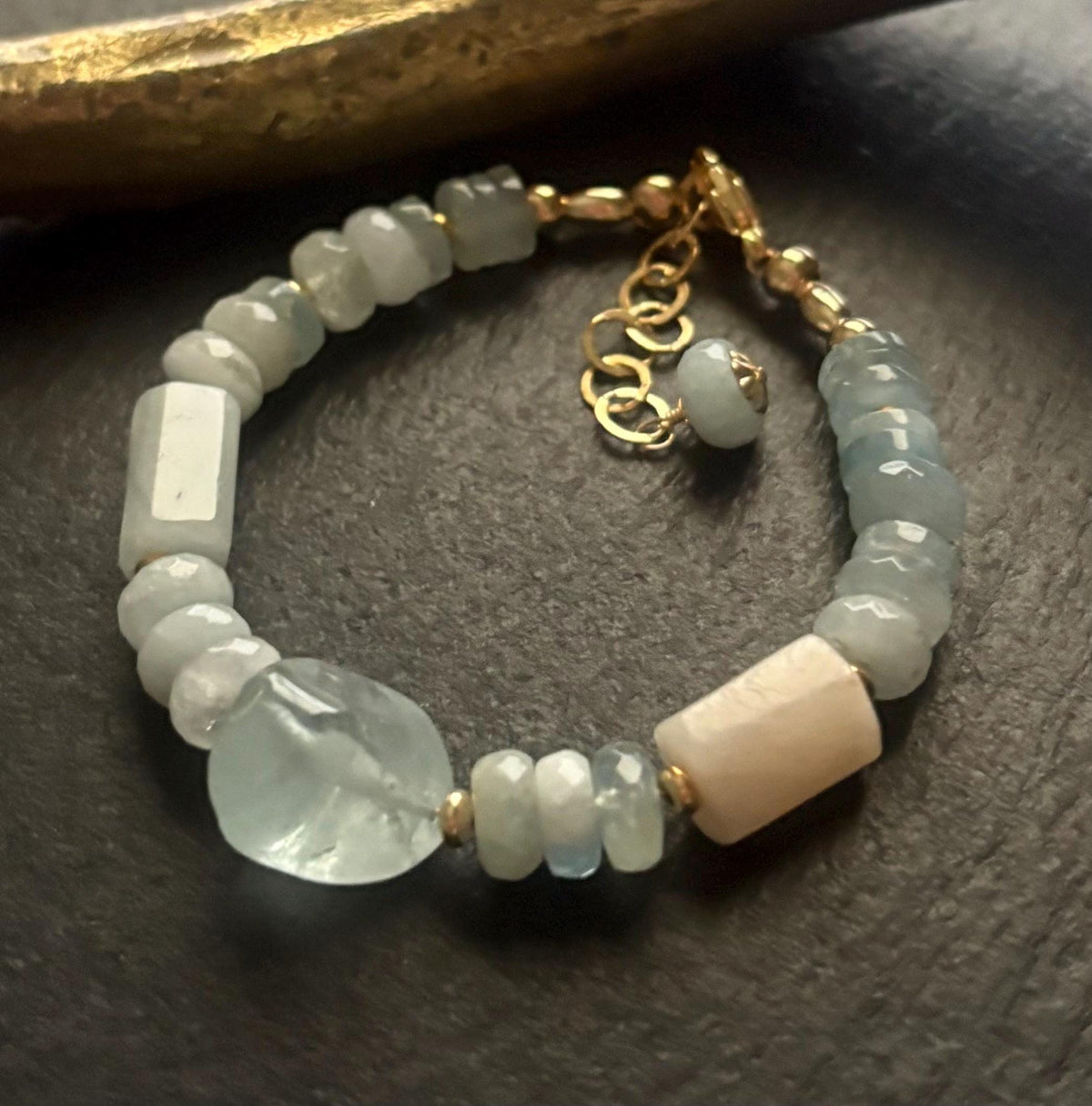 Natural Aquamarine Bracelet, 14K gold Filled, Gemstone Necklace