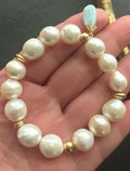 Luxe Natural Organic Baroque Pearl Stretch Bracelet, 14k Gold Filled