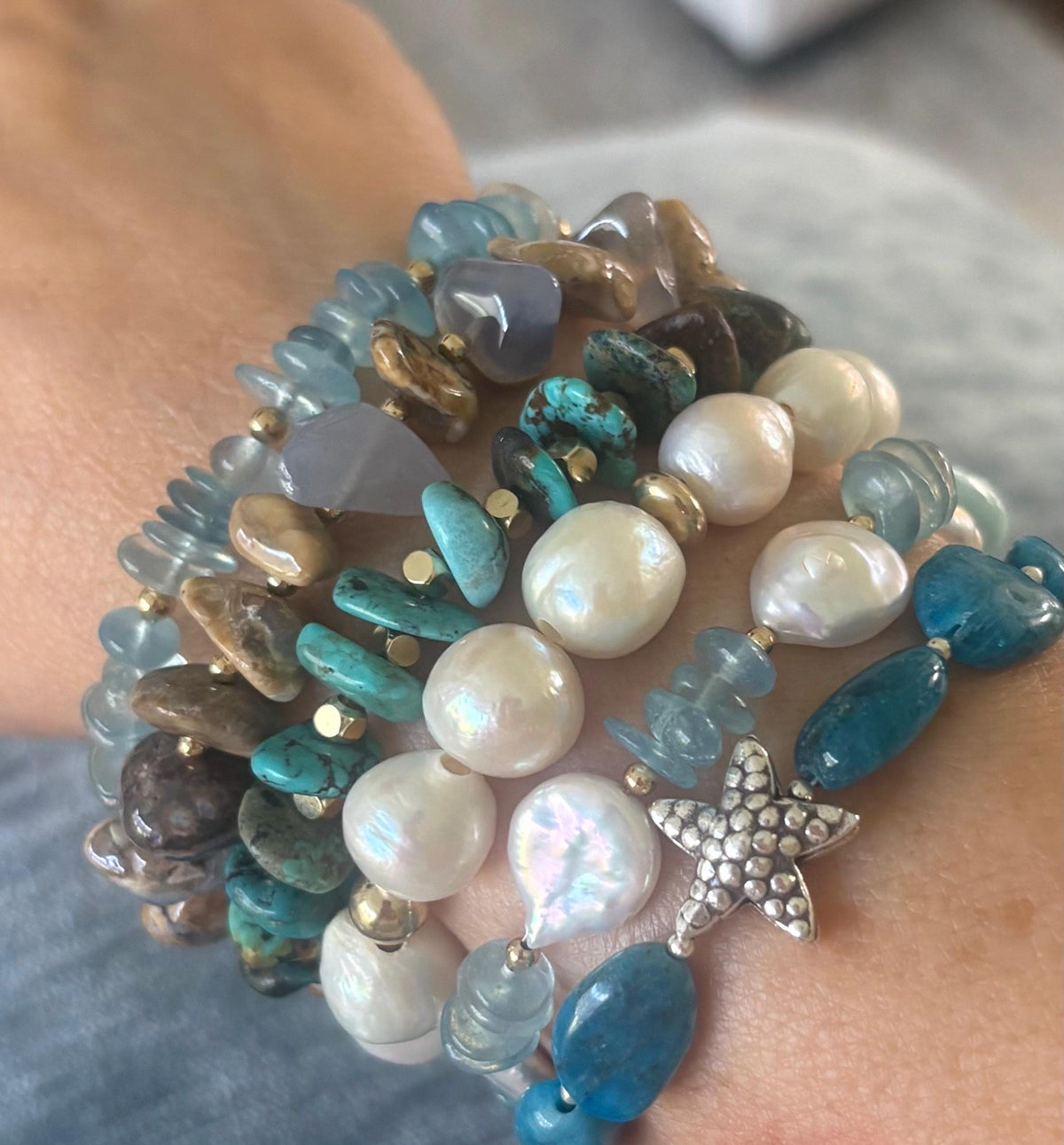 Natural Blue Chalcedony Nugget  Bracelet, 14K Gold Filled, Gemstone Bracelet