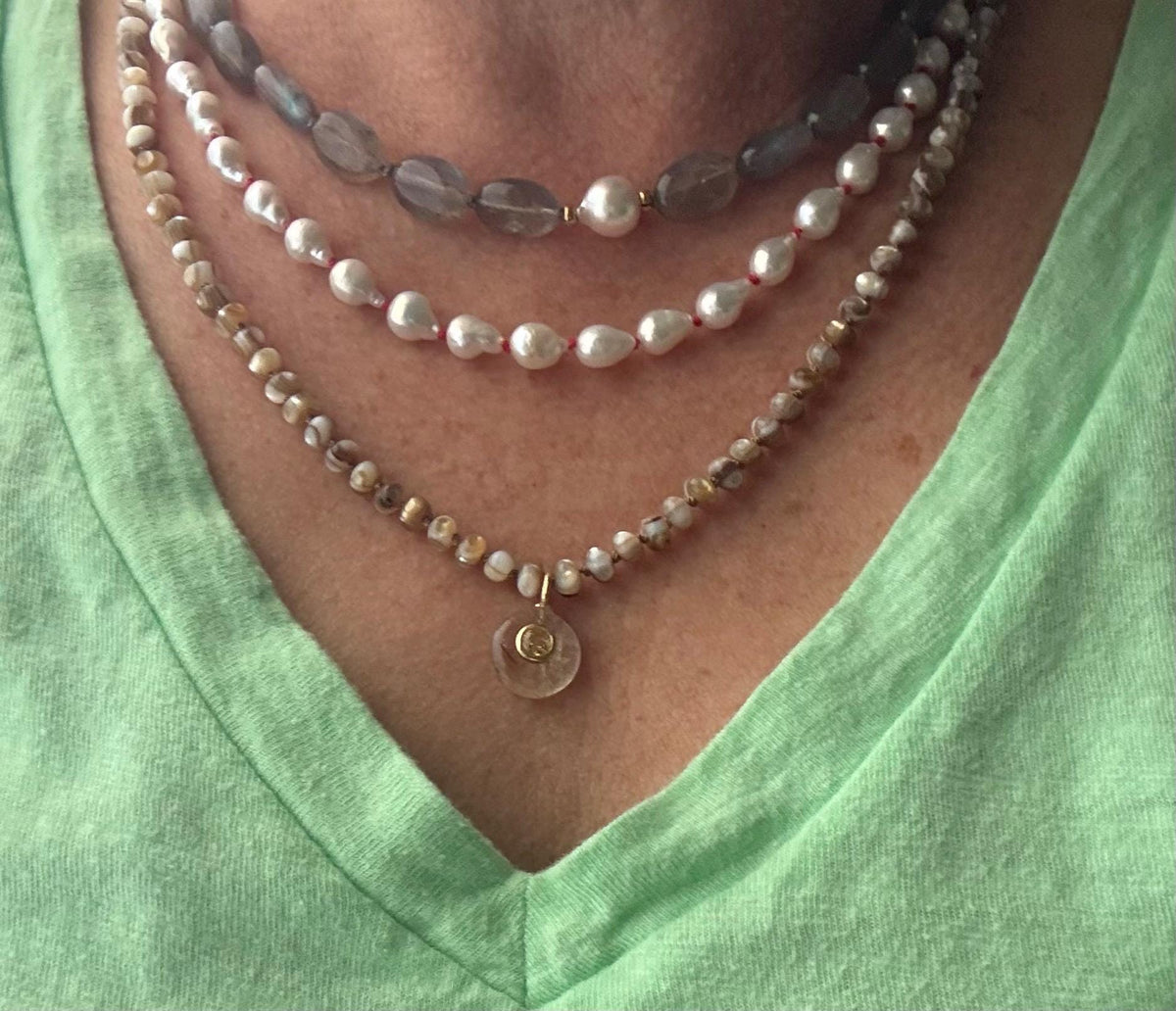 Labradorite Pearl Choker Necklace, Labradorite & Akoya Baroque Pearl, 14K Gold Filled