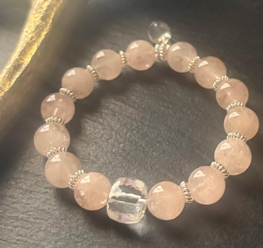 Luxe Morganite & Crystal Quartz Stretch Bracelet