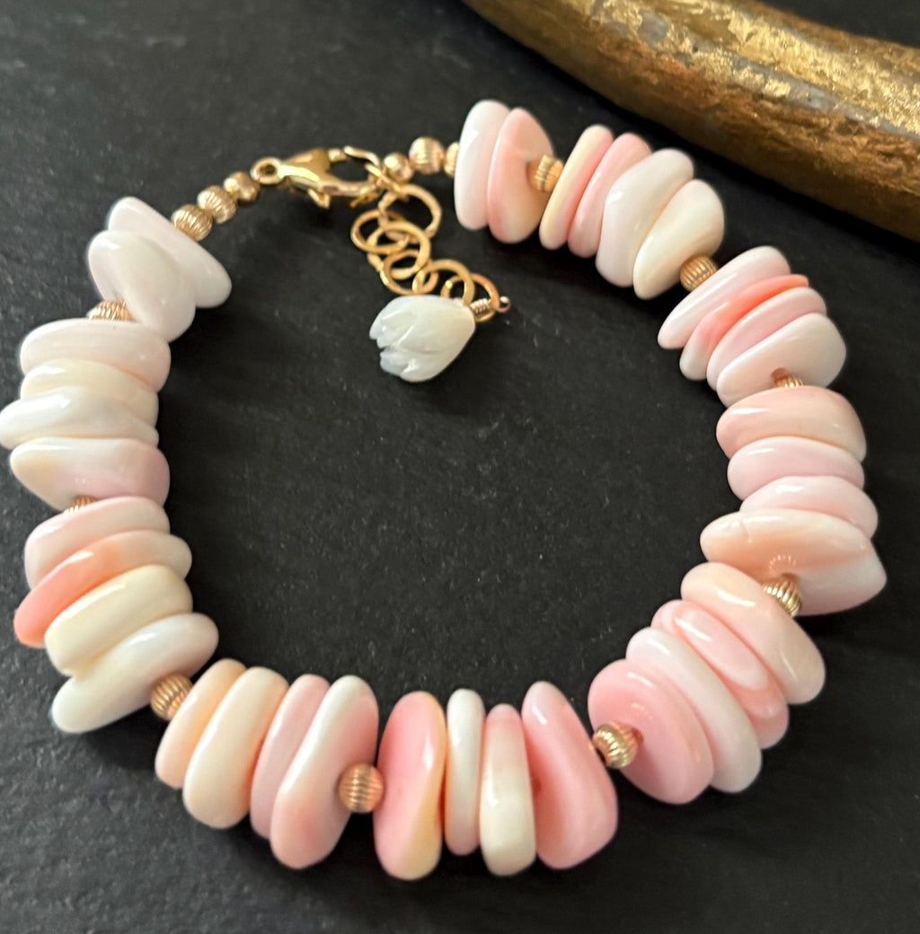 Pink Queen Conch Bracelet, 14k Gold Filled, Shell Bracelet