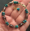 Luxe Natural Smoky Quartz & Chrysocolla Bracelet , 14K Gold Filled