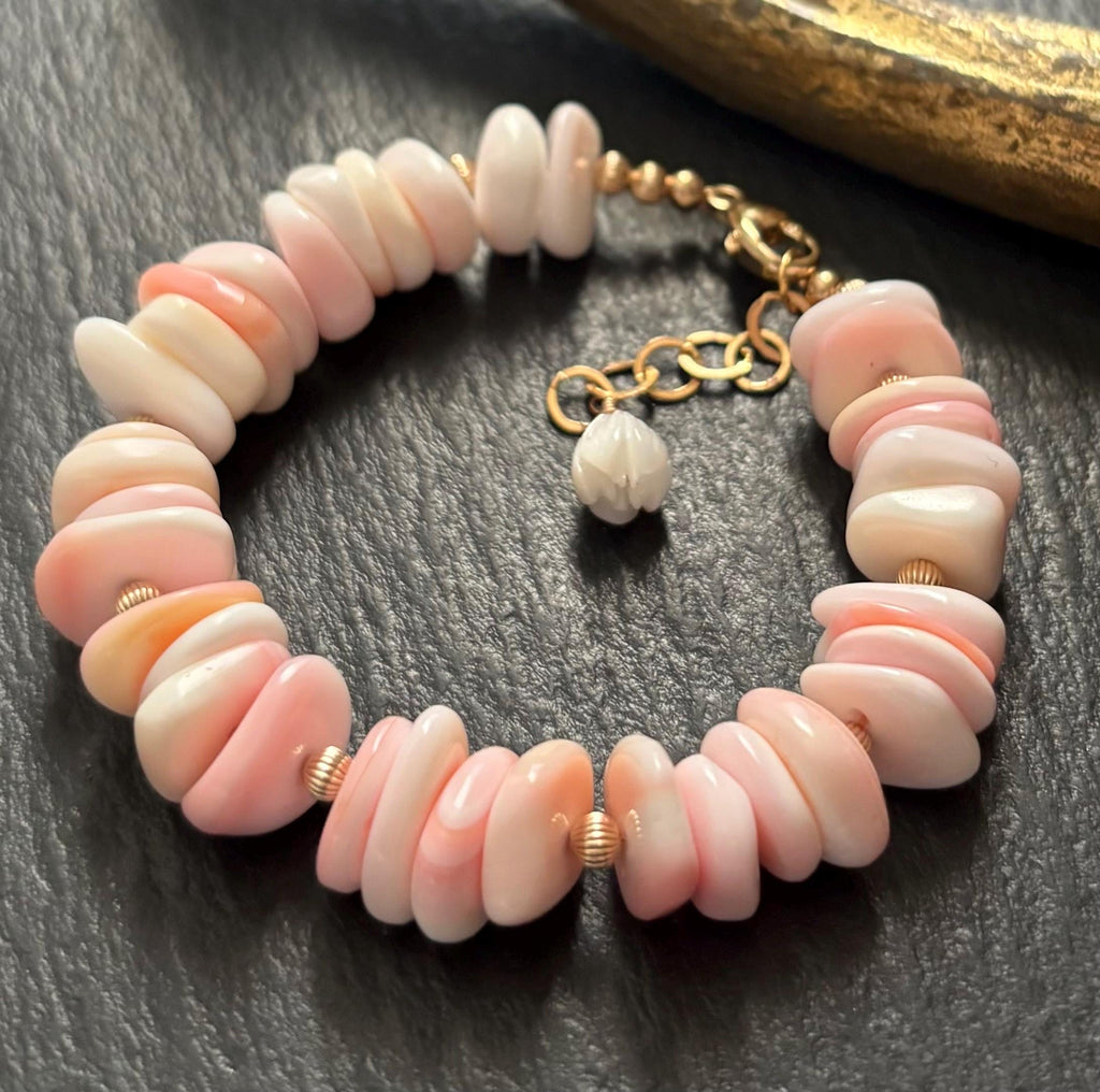 Pink Queen Conch Bracelet, 14k Gold Filled, Shell Bracelet