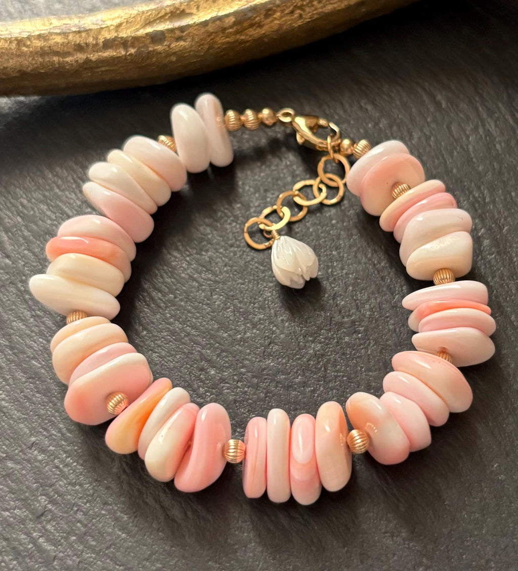 Pink Queen Conch Bracelet, 14k Gold Filled, Shell Bracelet