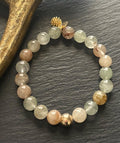 Luxe Natural Green Phantom Quartz Lodalite Stretch Bracelet, 14K Gold Filled