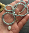 Natural Aqua blue Zircon Necklace: 18K Gold Baroque Pearl Pendant, Solid 14K Gold