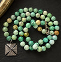 Nevada Apple Variscite Necklace, Pave Diamond Cross Pendant, Gemstone Jewelry