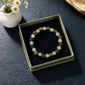 Lucky Green Jade Honeycomb Bracelet - Mixed Stones, Unisex Friendship Gift for Couples