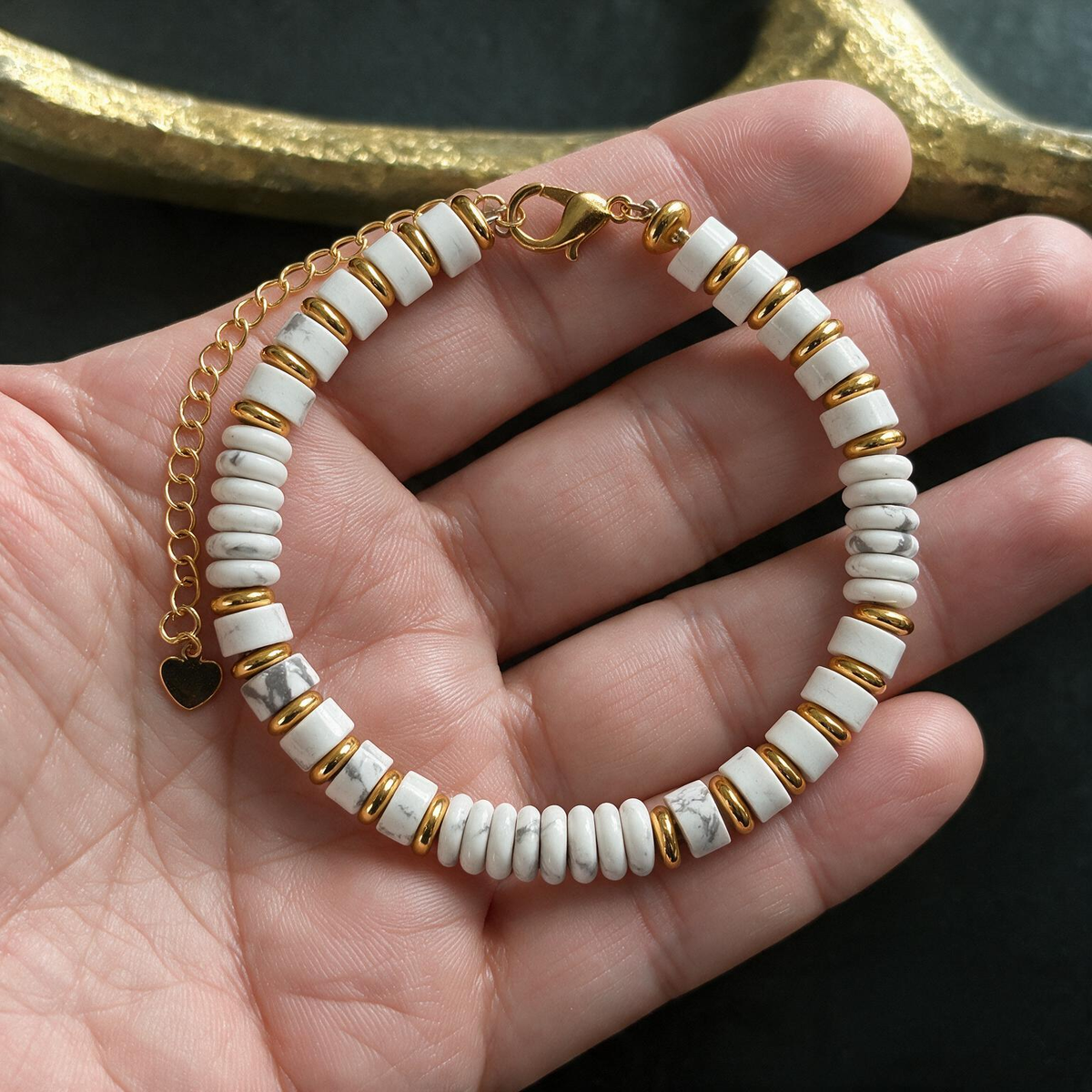 Fairy Beach Style Wheel Bead Bracelet | Adjustable Stone Bead Jewelry for Women