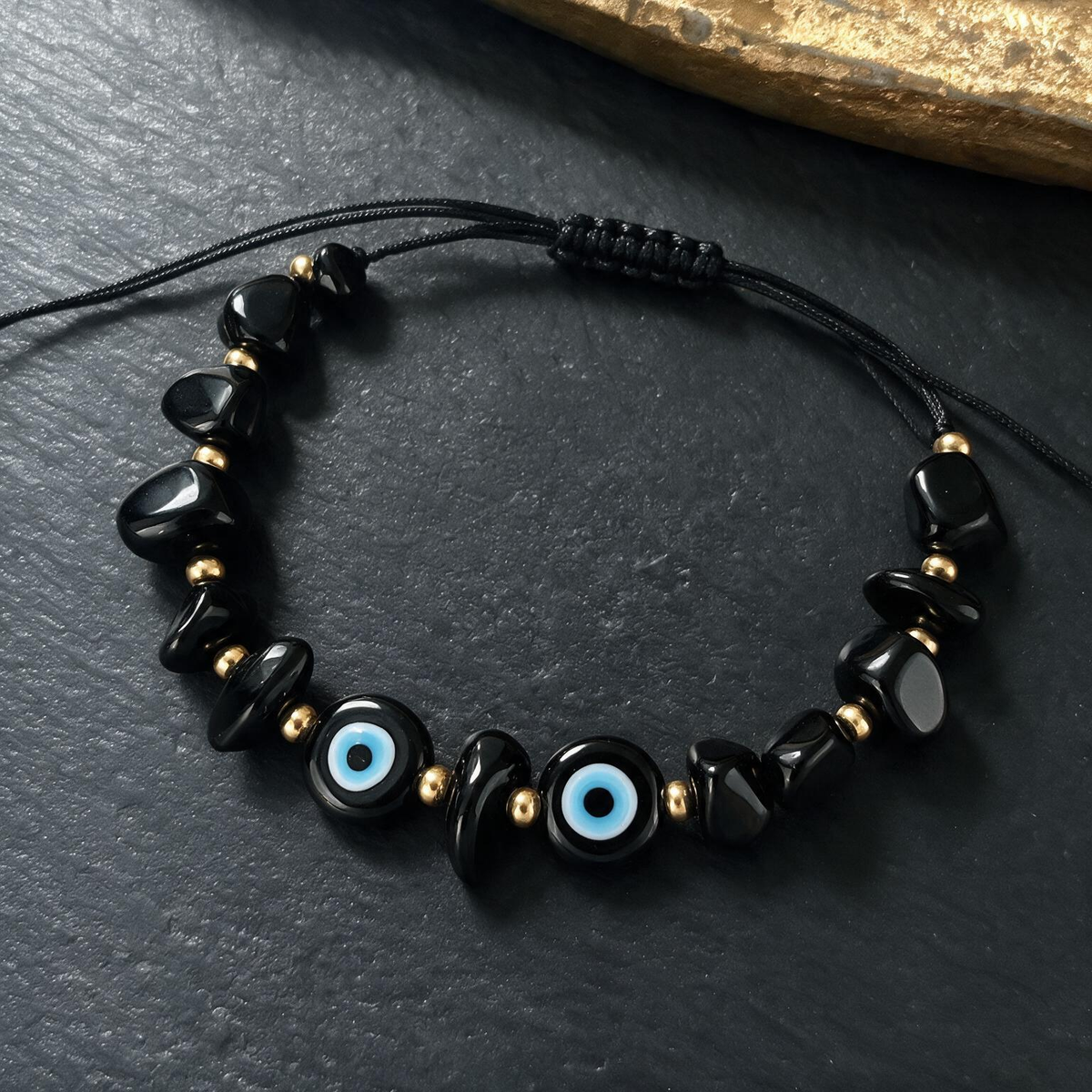 Colorful Demon's Eye Bracelet | Handmade Irregular Pebble Beads with Red String