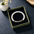 Stainless Steel Curved Tube Bracelet | Obsidian Volcanic Stone Cross Magnet Design