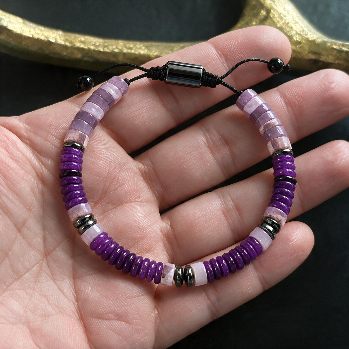 Tiger Eye Flat Bead Bracelet | Handmade Abacus Bead Jewelry for Women, Adjustable