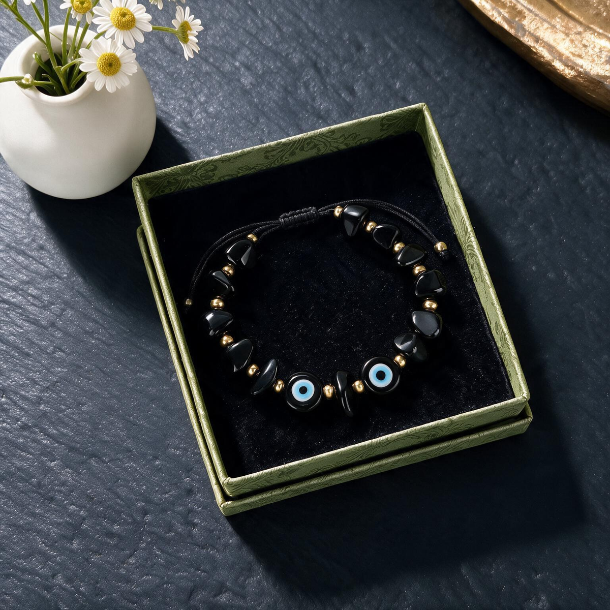 Colorful Demon's Eye Bracelet | Handmade Irregular Pebble Beads with Red String
